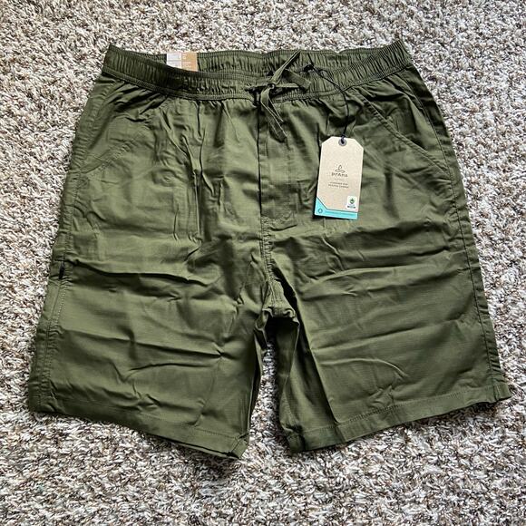 Prana Double Peak E-Waist 8" Short Men's L Cargo Green Standard Fit Drawstring - Picture 3 of 9